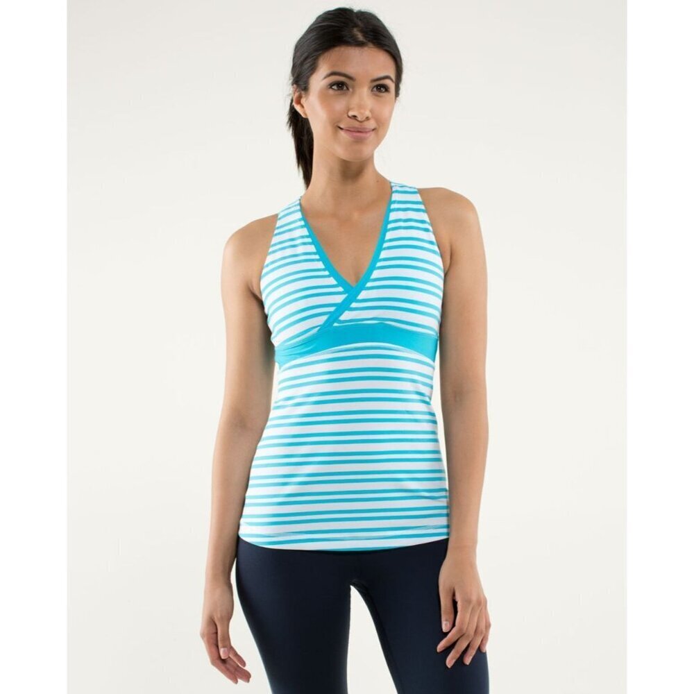 Lululemon Deep V Striped Racerback Tank Top Size 8